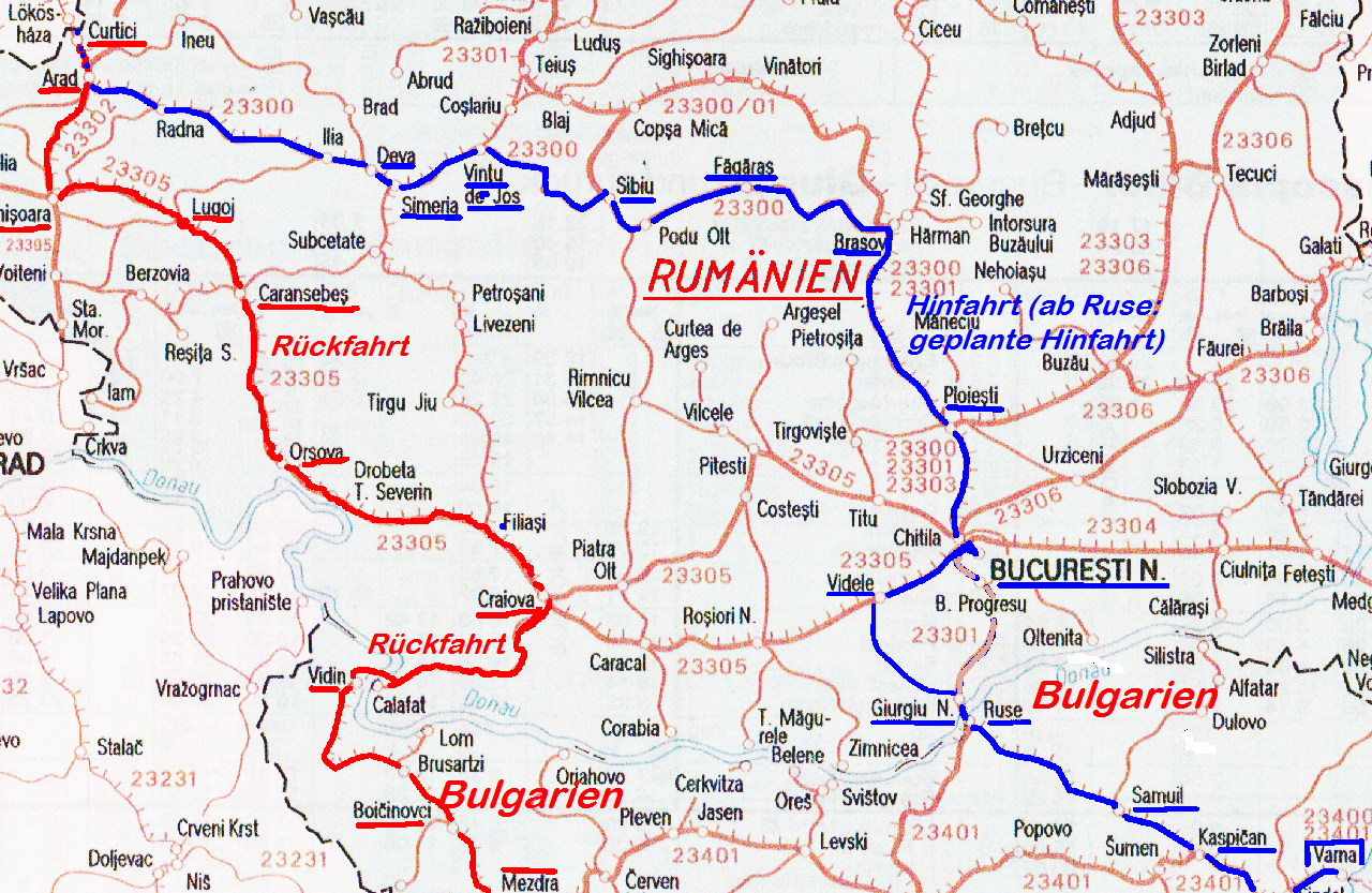 Eisenbahnkarte Bulgarien